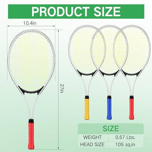 Tennis Rackets for Adult Recreational 6 Players 27'' Tennis Racket Set with 3 Balls Lightweight Tennis Rackets Bulk for Women Men Tennis Training and Beginner with Overgrip and Bag - 4