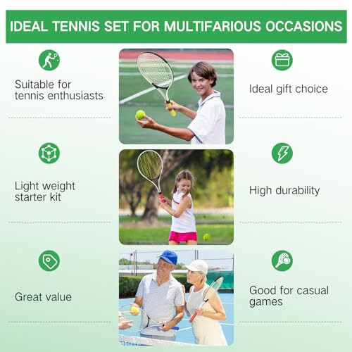 Tennis Rackets for Adult Recreational 6 Players 27'' Tennis Racket Set with 3 Balls Lightweight Tennis Rackets Bulk for Women Men Tennis Training and Beginner with Overgrip and Bag - 6