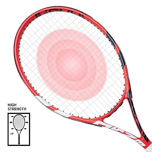 Tennis Rackets for Adults, Pre-Strung 27 Inch Tennis Racquets-2 Player Tennis Racquet Set with 3 Balls, 2 Grips, 2 Vibration Dampers - 4