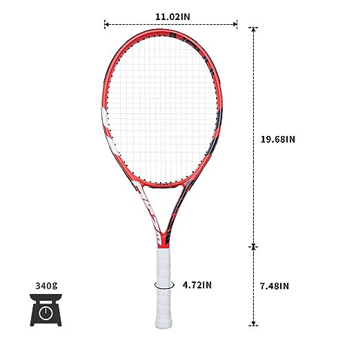 Tennis Rackets for Adults, Pre-Strung 27 Inch Tennis Racquets-2 Player Tennis Racquet Set with 3 Balls, 2 Grips, 2 Vibration Dampers - 6