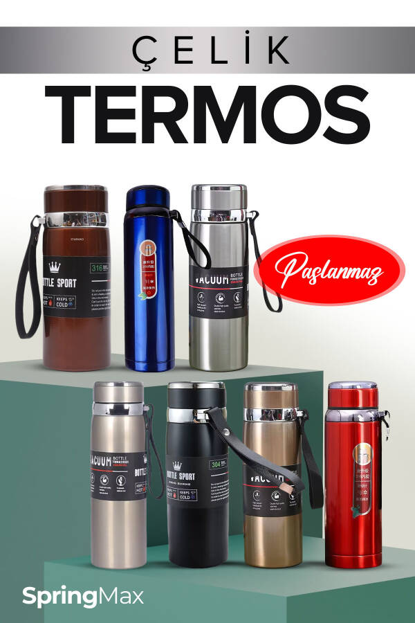 Termos Çift Kat Çelik 770ml (Çay Kahve Okul Piknik Kamp Outdoor Ofis Otel Kafe) - 1