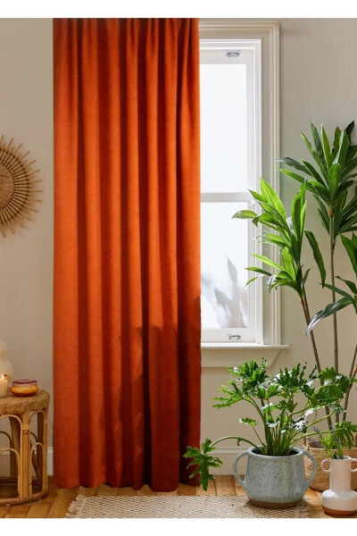 Terracotta Honeycomb Velvet Textured Blackout Curtain Plain Stitch Extrafor Pleat 1st Class Quality - 1