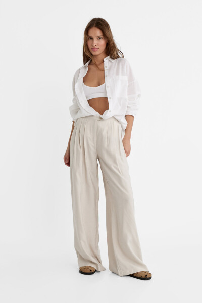 Textured Flowy Palazzo Pants - 1