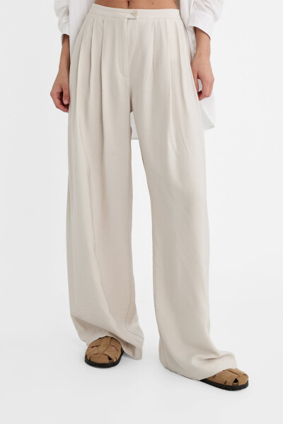 Textured Flowy Palazzo Pants - 2