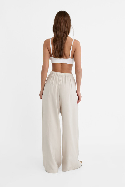 Textured Flowy Palazzo Pants - 3