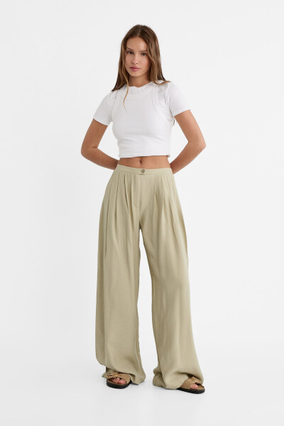 Textured Flowy Palazzo Pants - 9