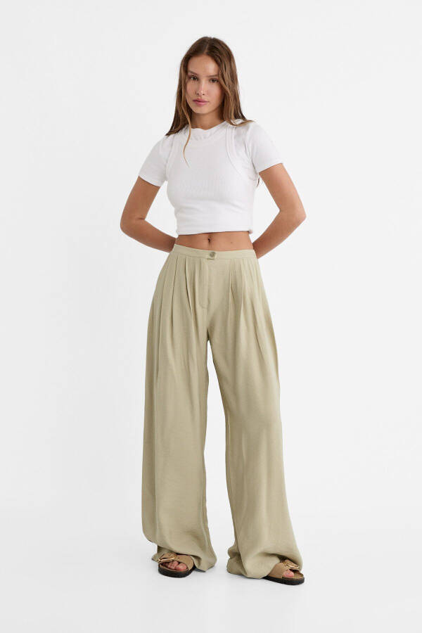 Textured Flowy Palazzo Pants - 1