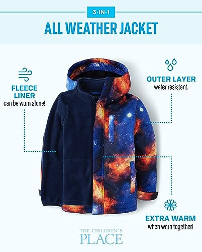 The Children's Place Baby Boys' and Toddler Heavy 3 in 1 Winter Jacket, Wind Water-Resistant Shell, Fleece Inner - 5