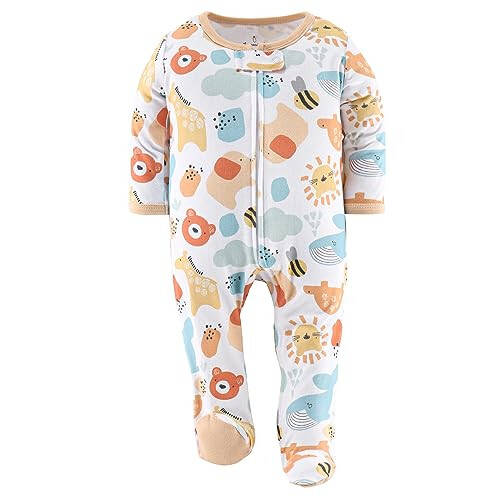 The Peanutshell Ayaklı Pijama Uyku Elbiseleri Bebek Erkek veya Kızlar İçin, Uyku ve Oyun Footies, Unisex 3'lü Paket - 34