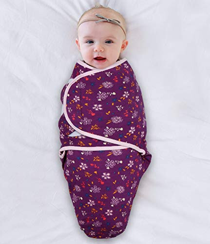 The Peanutshell Bebek Kızlar İçin Swaddle Battaniyeleri, Çita & Şık Çiçek Desenli, 3'lü Paket Sarım Seti, 2 Beden (Orta/Büyük) - 28