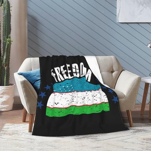 The Uzbekistan Flag and Freedom Throw Blanket 50