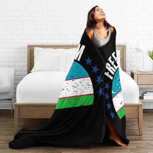 The Uzbekistan Flag and Freedom Throw Blanket 50