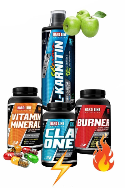 Thermo L-Carnitine 1000mg Green Apple Flavored + Vitamin Mineral + Burner + CLA Energy Diet Control - 2