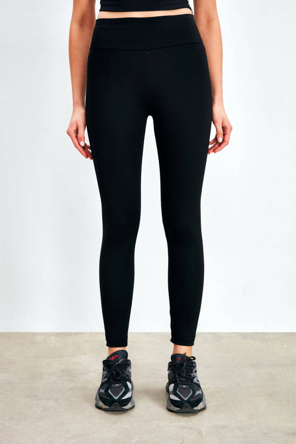 Thick Belted Leggings - BLACK - 3