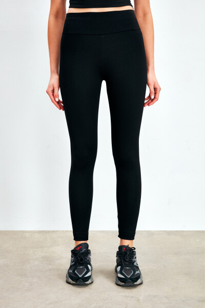 Thick Belted Leggings - BLACK - 8