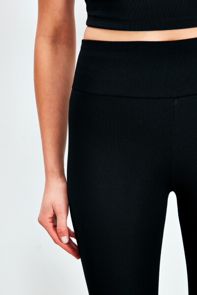 Thick Belted Leggings - BLACK - 9