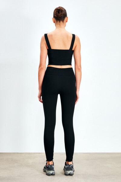 Thick Belted Leggings - BLACK - 10