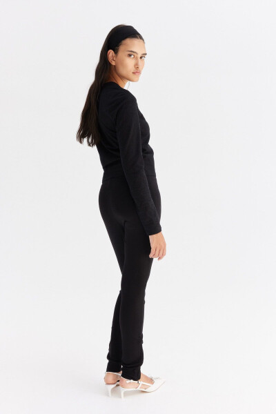 Thick jersey leggings with zippered cuffs - 4