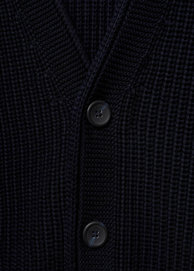 Thick knit, buttoned, ribbed cardigan - Navy - 13