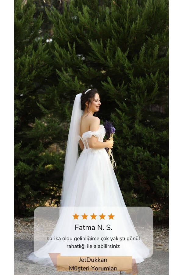 Thick Long Veil Simple 2.5 Meter Length 3 Meter Width Thick Veil Plain - Tulle, Off White - 20