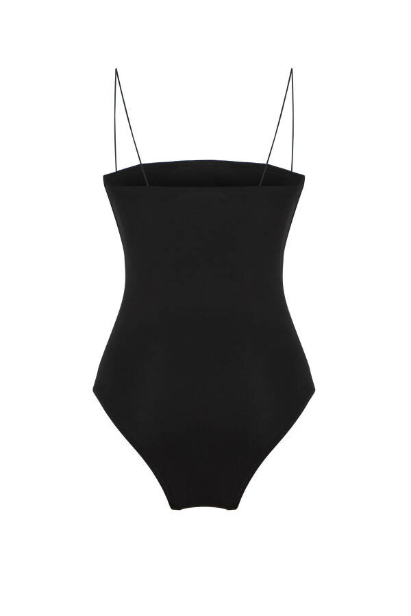 Thin Strapped Bodysuit Black - 6