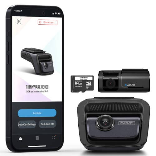 THINKWARE U3000 2 Kanallı 4K Ön Dash Cam, 2K Arka Kamera, STARVIS 2 Sensör Gece Görüşü, Araba Kamerası 5GHZ Wi-Fi GPS Radar Tamponlu Park Modu, Ücretsiz 64GB Kart, CPL Filtresi, Hız Kamerası Uyarıları, OBD Kablosu - 1