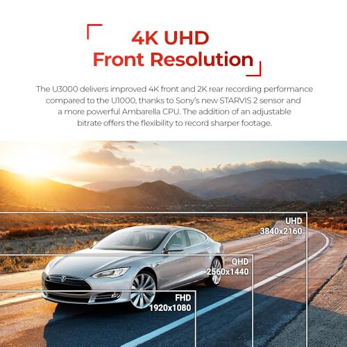 THINKWARE U3000 2CH 4K Front Dash Cam, 2K Rear Cam, STARVIS 2 Sensor Night Vision, Car Camera 5GHZ Wi-Fi GPS Radar Buffered Parking Mode, Free 64GB Card, CPL Filter, Speed Camera Alerts, OBD Cable - 2