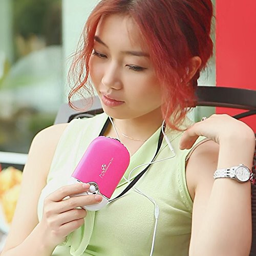 ThreeH Portable Mini Personal Fan Handheld USB Rechargeable Bladeless Air Conditioner Mute Electric Built-in Li-ion Battery Powered Desk Cooling Fan H-F015Pink - 6