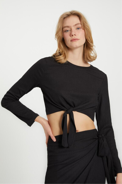 Tie Detail Crop Blouse - 7