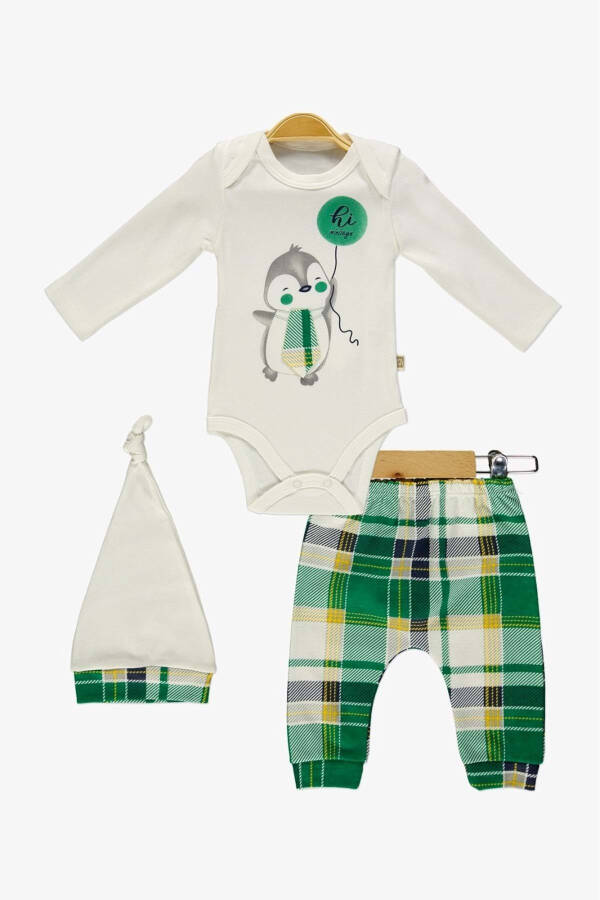 Tie Penguin Bodysuit, Pants, Hat Cotton Set MNK0587 GREEN - 18