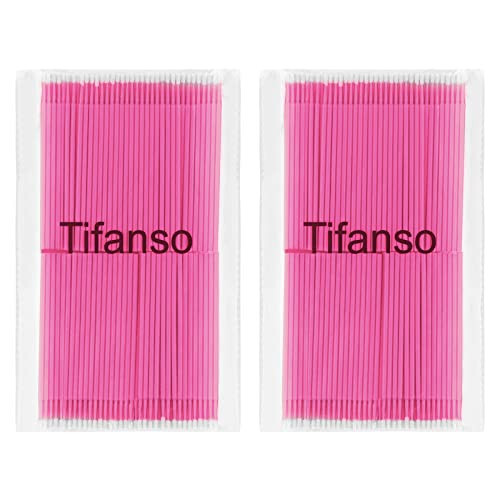 Tifanso 400PCS Micro Cotton Swabs, Micro Swabs for Eyelash Extension, Disposable Micro Applicator Brush Micro Eyelash Swabs Pink(Head Diameter: 2.0mm) - 3