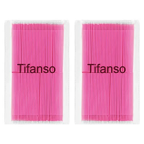 Tifanso 400PCS Micro Cotton Swabs, Micro Swabs for Eyelash Extension, Disposable Micro Applicator Brush Micro Eyelash Swabs Pink(Head Diameter: 2.0mm) - 3