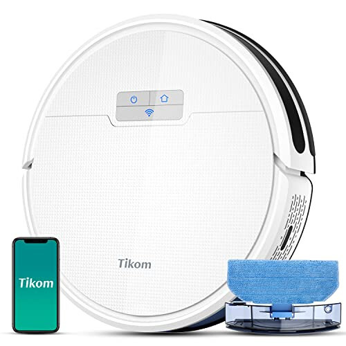 Tikom Robot Vacuum and Mop Combo 2 in 1, 4500Pa Strong Suction, G8000 Pro Robotic Vacuum Cleaner, 150mins Max, Wi-Fi, Self-Charging, Good for Carpet, Hard Floor - 1