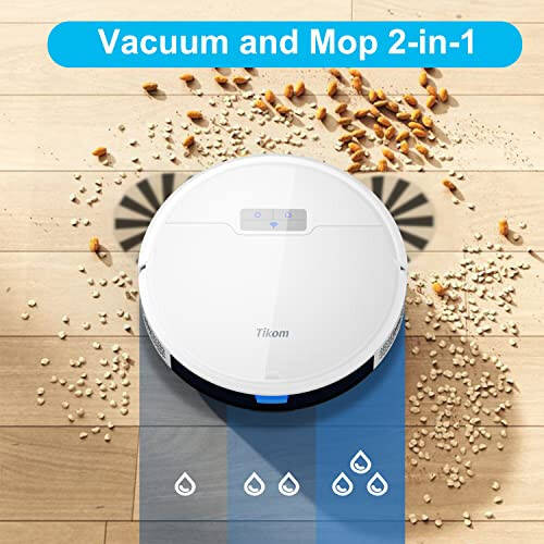 Tikom Robot Vacuum and Mop Combo 2 in 1, 4500Pa Strong Suction, G8000 Pro Robotic Vacuum Cleaner, 150mins Max, Wi-Fi, Self-Charging, Good for Carpet, Hard Floor - 3