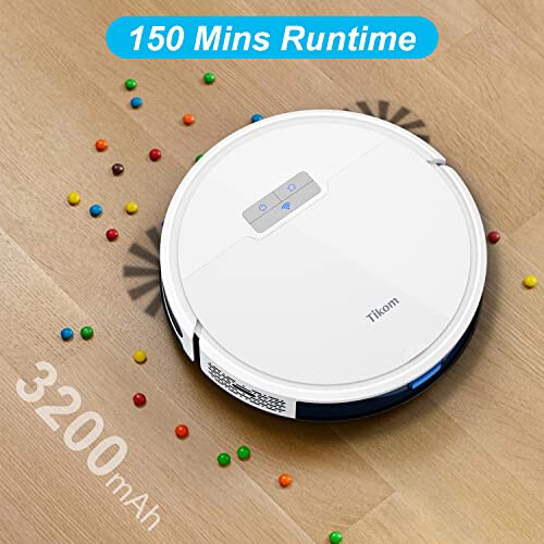 Tikom Robot Vacuum and Mop Combo 2 in 1, 4500Pa Strong Suction, G8000 Pro Robotic Vacuum Cleaner, 150mins Max, Wi-Fi, Self-Charging, Good for Carpet, Hard Floor - 5