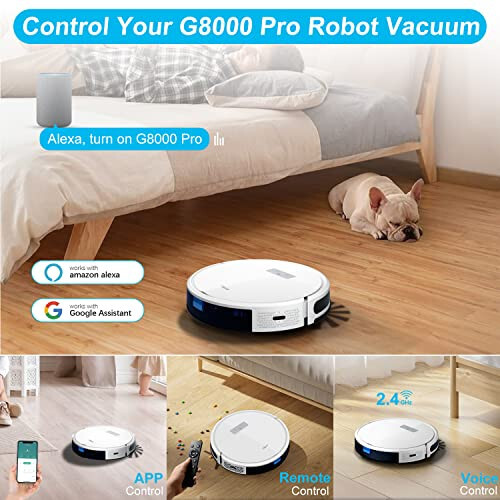 Tikom Robot Vacuum and Mop Combo 2 in 1, 4500Pa Strong Suction, G8000 Pro Robotic Vacuum Cleaner, 150mins Max, Wi-Fi, Self-Charging, Good for Carpet, Hard Floor - 6