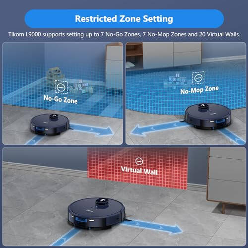 Tikom Robot Vacuum and Mop Combo, LiDAR Navigation, L9000 Robotic Vacuum Cleaner, 4000Pa Suction, 150Mins Max, 14 No-go Zones, Smart Mapping, Good for Pet Hair, Carpet, Hard Floor - 6