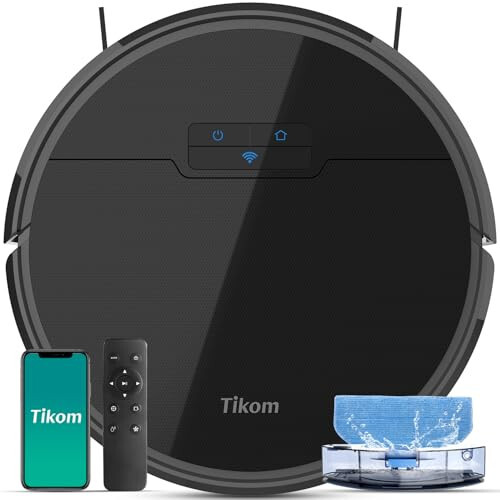 Tikom Robot Vacuum and Mop Combo, Robot Vacuum Cleaner with Powerful Suction, Super Thin, Self-Charging Robotic Vacuum Cleaner for Carpet, Pet Hair, Hard Floors, APP & Remote Control - 1