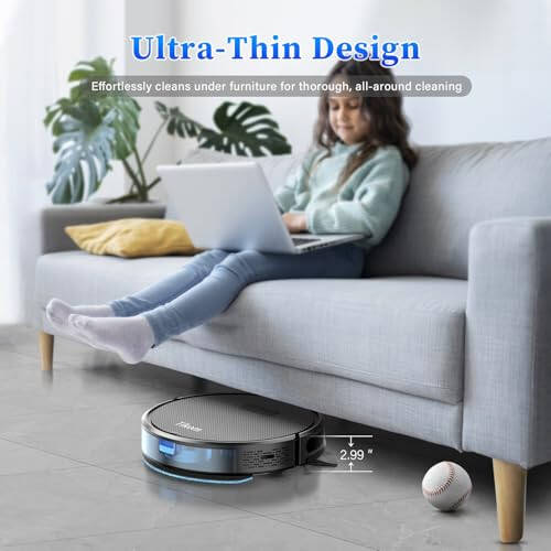 Tikom Robot Vacuum and Mop Combo, Robot Vacuum Cleaner with Powerful Suction, Super Thin, Self-Charging Robotic Vacuum Cleaner for Carpet, Pet Hair, Hard Floors, APP & Remote Control - 7