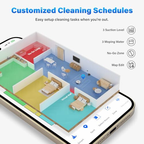 Tikom Robot Vacuum and Mop, L8000 Laser LiDAR Navigation Robotic Vacuum, 150Mins Max, 45dB, 14 No-Go Zones, 20 Virtual Walls, Self-Charging, Good for Pet Hair, Carpet, Hard Floor, White - 5