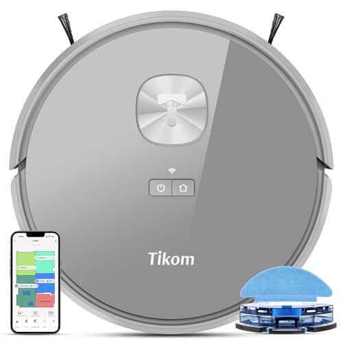 Tikom Robot Vacuum and Mop with LiDAR Navigation L9000, 4000Pa Robotic Vacuum Cleaner, 150Min Max, Smart Mapping, Good for Pet Hair, Carpet, Hard Floor - 1