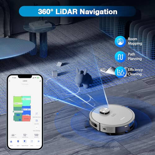 Tikom Robot Vacuum and Mop with LiDAR Navigation L9000, 4000Pa Robotic Vacuum Cleaner, 150Min Max, Smart Mapping, Good for Pet Hair, Carpet, Hard Floor - 2