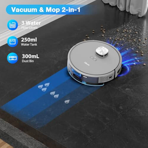 Tikom Robot Vacuum and Mop with LiDAR Navigation L9000, 4000Pa Robotic Vacuum Cleaner, 150Min Max, Smart Mapping, Good for Pet Hair, Carpet, Hard Floor - 4