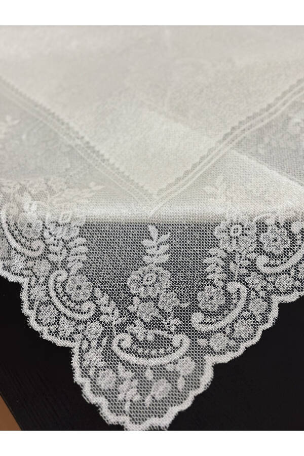 Tile Pattern Stain-Resistant Lace Tablecloth Cream 160x220 Cm - 14