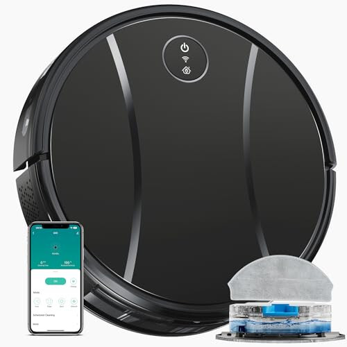 Tipdiy Robot Vacuum and Mop Combo,4200Pa Powerful Robotic Vacuum Cleaner with Self-Charging, Home Automatic Robot Aspiradora for Hardwood Floor, Low Carpet, Pet Hair, App&Voice&Remote Control - 1