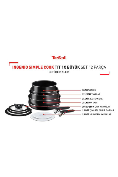 Titanyum Ingenio Simple Cook 1x Büyük Set - 12 Parça - 10