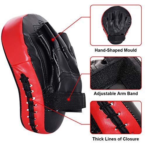 TLBTEK 2PCS Curved Punching Mitts Boxing Pads Hand Target Boxing Pads Gloves Training Focus Pads Kickboxing Muay Thai MMA Martial Art UFC Punch Mitts for Kids, Men & Women - 4