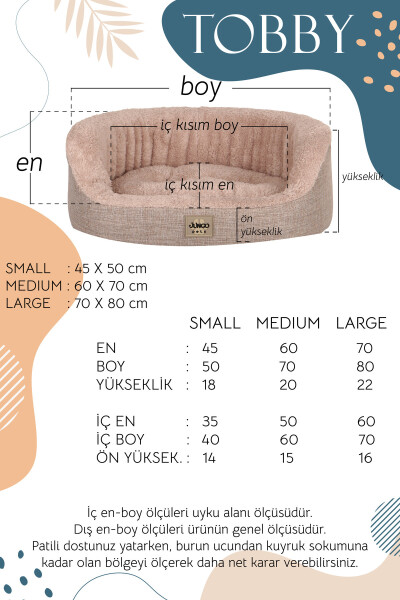 Tobby Sakinleştirici Etkili, Kolay Temizlenebilen, Konforlu, Kaliteli Oval Kedi ve Köpek Yatağı - 4