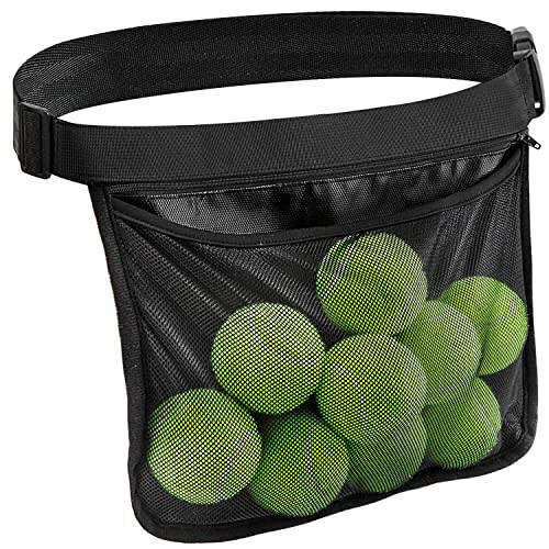 TOBWOLF Adjustable Tennis Ball Band Holder, Pickleball Waist Pouch Holder, Mesh Waist Hip Ball Bag Pouch Carrier, Fanny Pack Holding 8-10 Tennis or Pickleball, Waist Hip Bag for Tennis, Cycling, Golf - 1