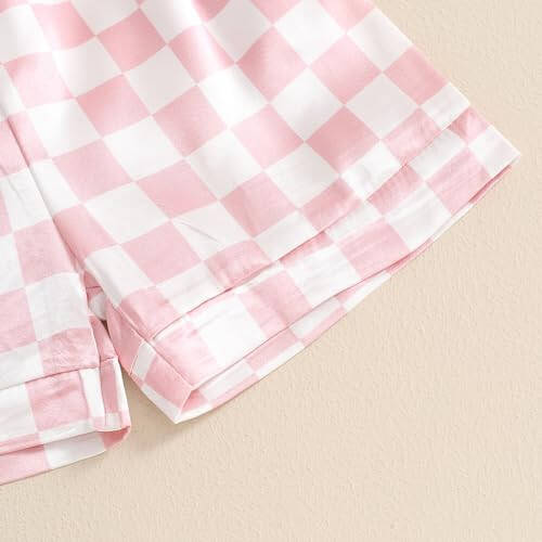 Toddler Baby Girl Boy Satin Pajamas Set Checkered Button Down Shirt+Short Pant Bottom Summer Sleepwear Loungewear - 35